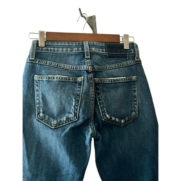 AMO Babe Old School Jeans • 24• with Piping Blue Raw Hem $298 - Picture 10 of 14